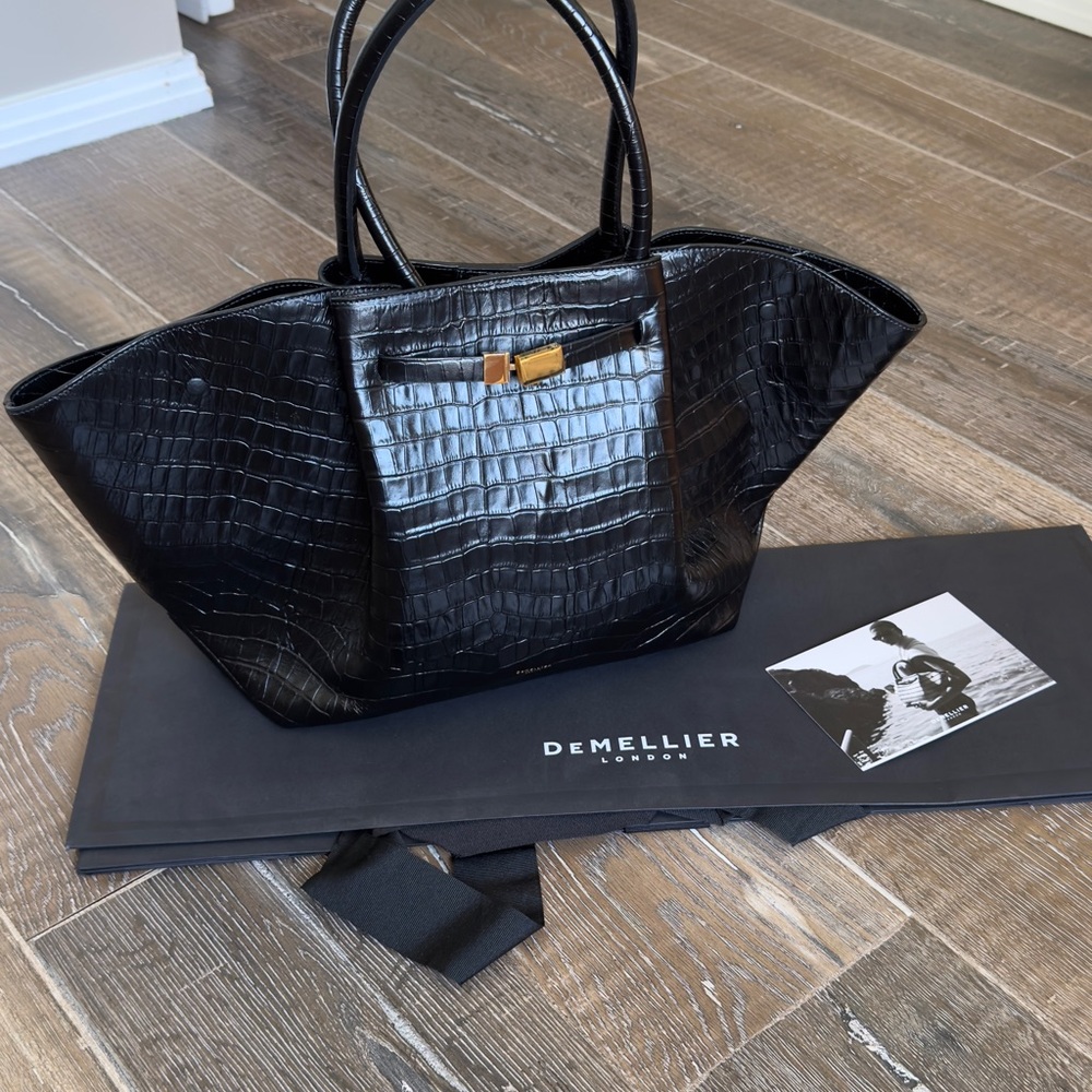 DeMellier Black Croc-Texture Tote